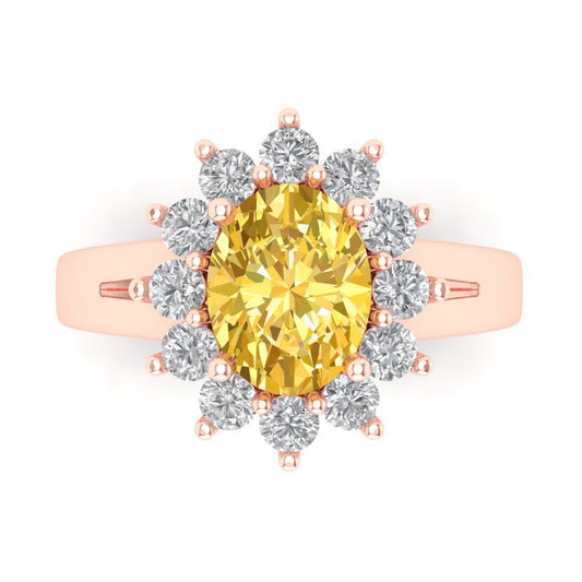 2.72 cttw Natural Citrine Hidden Halo Engagement Ring - Solid Rose Gold (VVS1, Oval Cut,9x7mm)
