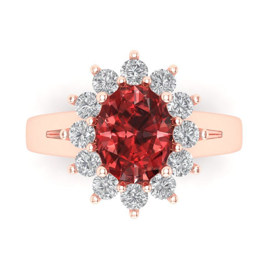 2.72 cttw Natural Garnet Hidden Halo Engagement Ring - Solid Rose Gold (VVS1, Oval Cut,9x7mm)