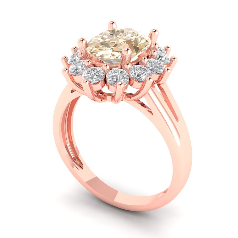 2.72 cttw Natural Morganite Hidden Halo Engagement Ring - Solid Gold (Oval Cut,9x7mm)