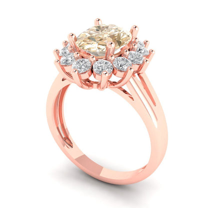 2.72 cttw Natural Morganite Hidden Halo Engagement Ring - Solid Gold (Oval Cut,9x7mm)