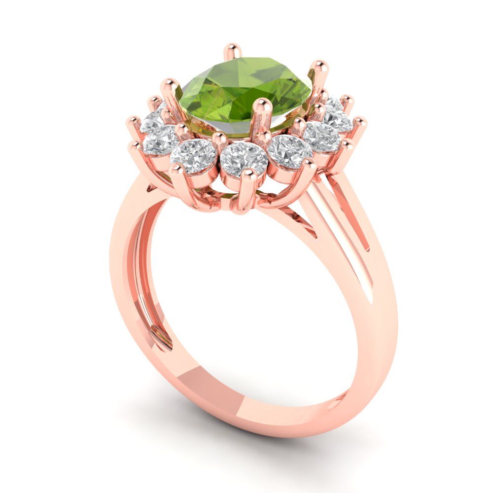 2.72 cttw Natural Peridot Hidden Halo Engagement Ring - Solid Gold (Oval Cut,9x7mm)