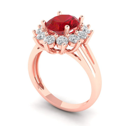2.72 cttw Simulated Ruby Hidden Halo Engagement Ring - Solid Rose Gold (VVS1, Oval Cut,9x7mm)