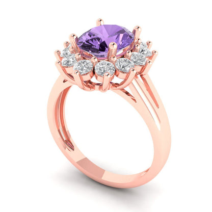 2.72 cttw Simulated Alexandrite Hidden Halo Engagement Ring - Solid Gold (Oval Cut,9x7mm)