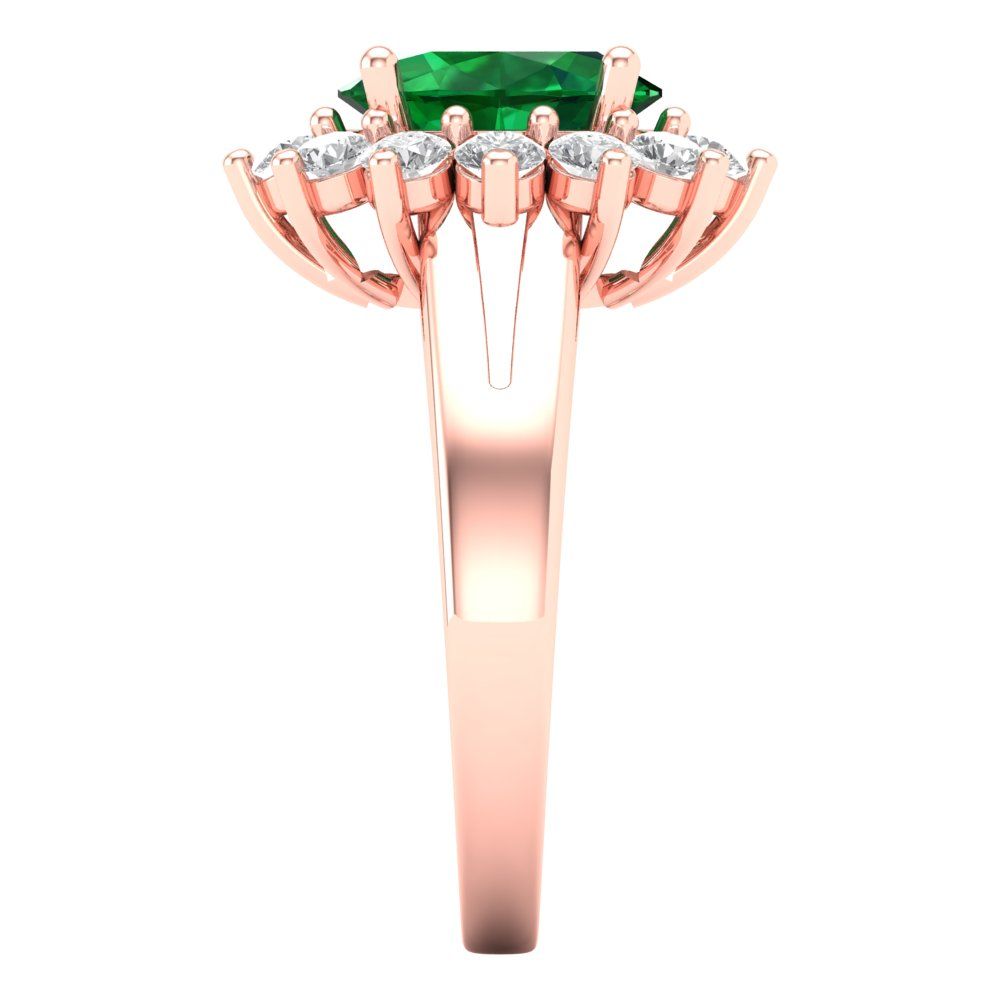 2.72 cttw Simulated Emerald Hidden Halo Engagement Ring - Solid Gold (Oval Cut,9x7mm)