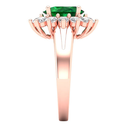2.72 cttw Simulated Emerald Hidden Halo Engagement Ring - Solid Gold (Oval Cut,9x7mm)