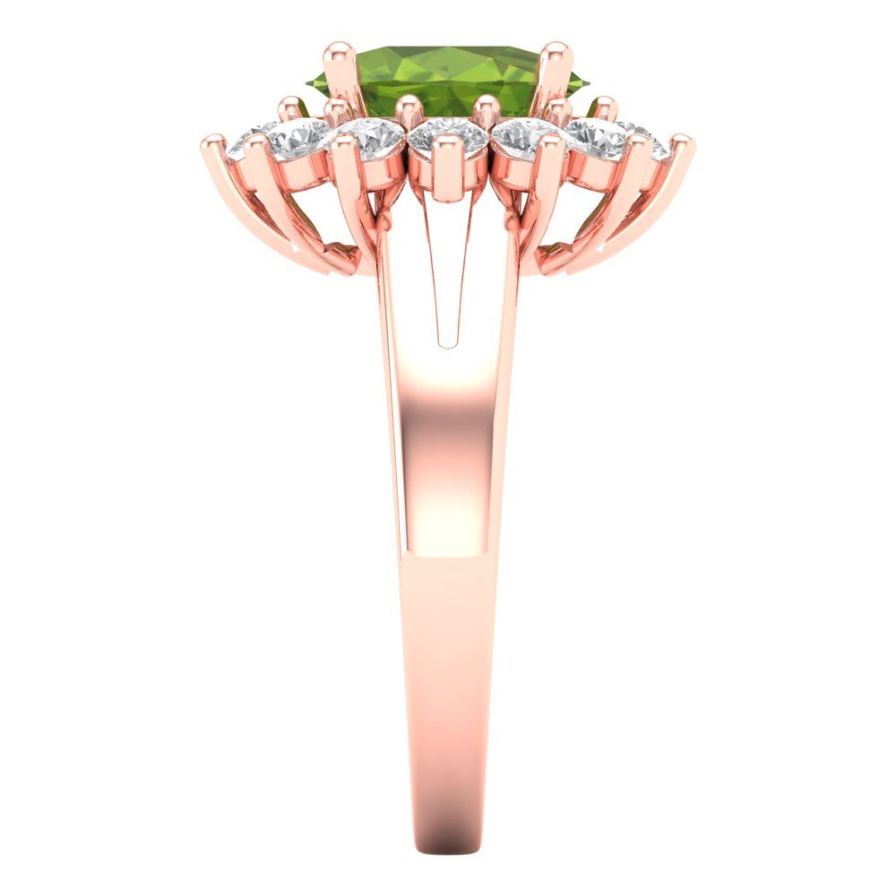 2.72 cttw Natural Peridot Hidden Halo Engagement Ring - Solid Gold (Oval Cut,9x7mm)