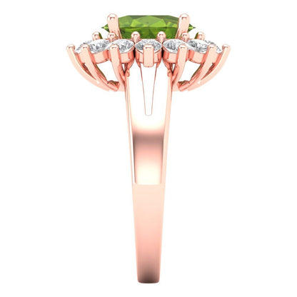 2.72 cttw Natural Peridot Hidden Halo Engagement Ring - Solid Gold (Oval Cut,9x7mm)