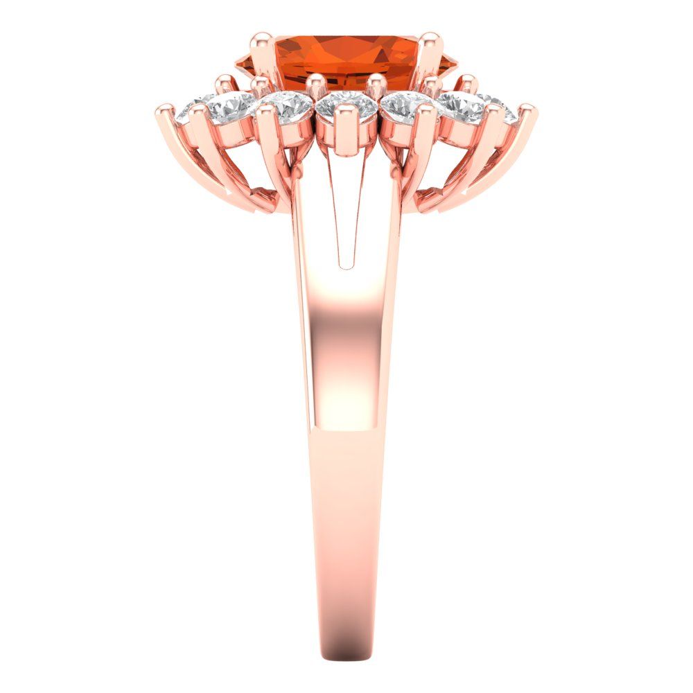 2.72 cttw Zirconia Simulated Red Diamond Hidden Halo Engagement Ring - Solid Gold (VVS1, Oval Cut,9x7mm)