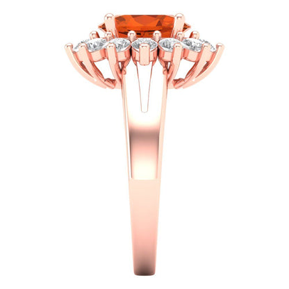 2.72 cttw Zirconia Simulated Red Diamond Hidden Halo Engagement Ring - Solid Gold (VVS1, Oval Cut,9x7mm)