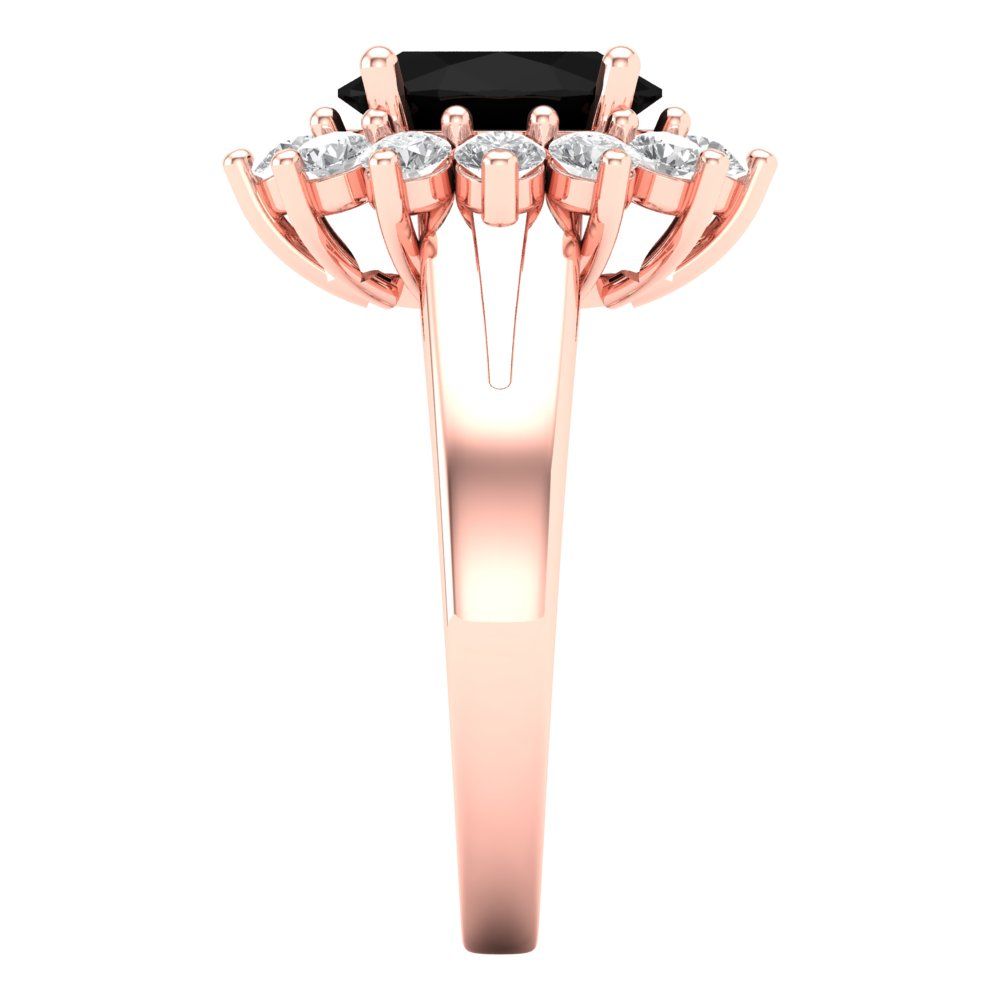 2.72 cttw Natural Onyx Hidden Halo Engagement Ring - Solid Gold (Oval Cut,9x7mm)