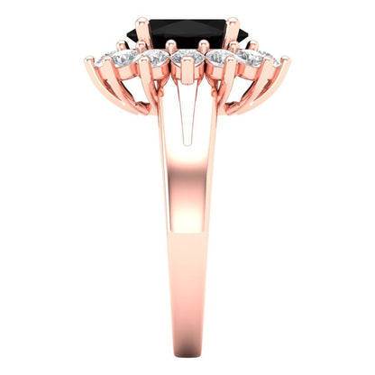 2.72 cttw Natural Onyx Hidden Halo Engagement Ring - Solid Gold (Oval Cut,9x7mm)