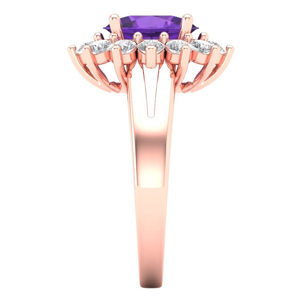 2.72 cttw Natural Amethyst Hidden Halo Engagement Ring - Solid Gold (Oval Cut,9x7mm)