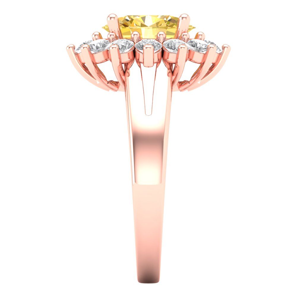 2.72 cttw Zirconia Simulated Yellow Diamond Hidden Halo Engagement Ring - Solid Gold (VVS1, Oval Cut,9x7mm)