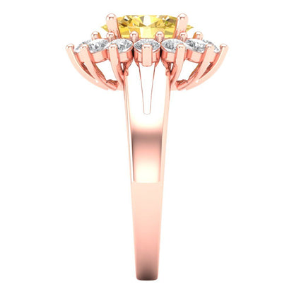 2.72 cttw Zirconia Simulated Yellow Diamond Hidden Halo Engagement Ring - Solid Gold (VVS1, Oval Cut,9x7mm)