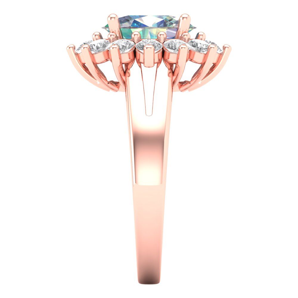 2.72 cttw Blue Moissanite Hidden Halo Engagement Ring - Solid Gold (Oval Cut,9x7mm)