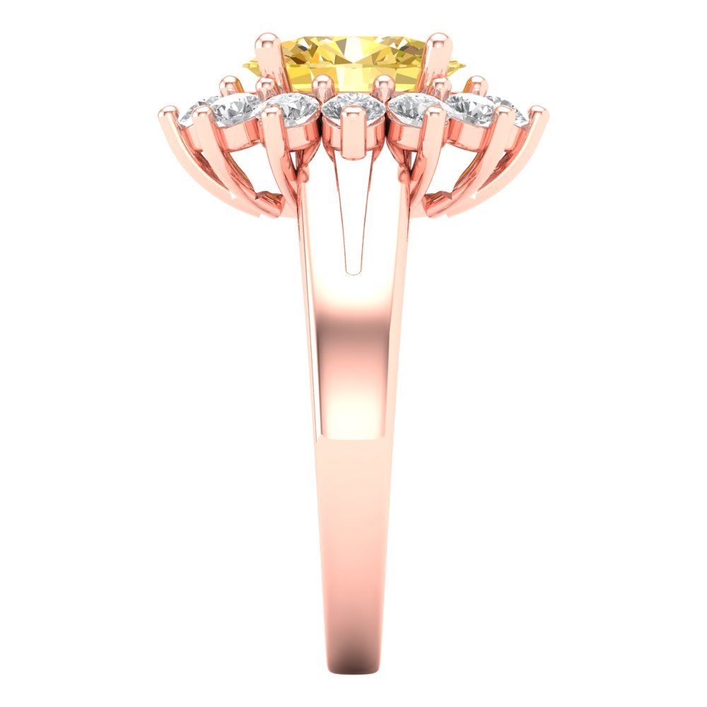 2.72 cttw Natural Citrine Hidden Halo Engagement Ring - Solid Gold (Oval Cut,9x7mm)