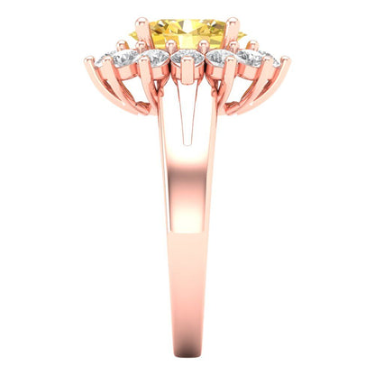 2.72 cttw Natural Citrine Hidden Halo Engagement Ring - Solid Gold (Oval Cut,9x7mm)