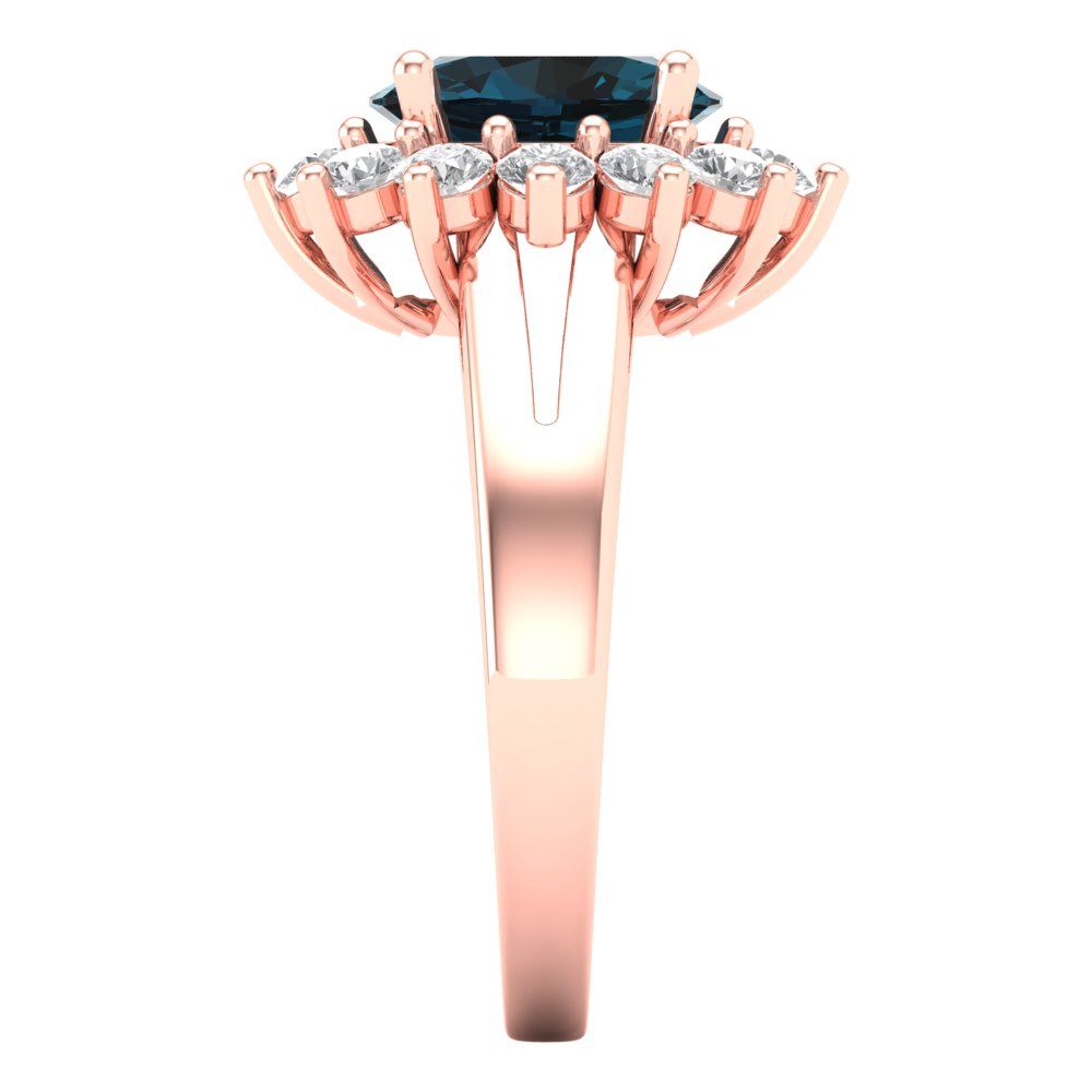 2.72 cttw Natural London Blue Topaz Hidden Halo Engagement Ring - Solid Gold (Oval Cut,9x7mm)