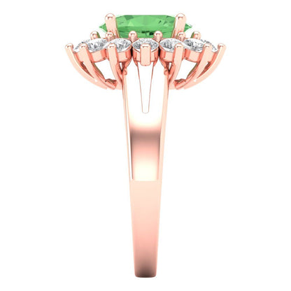 2.72 cttw Zirconia Simulated Green Diamond Hidden Halo Engagement Ring - Solid Gold (VVS1, Oval Cut,9x7mm)