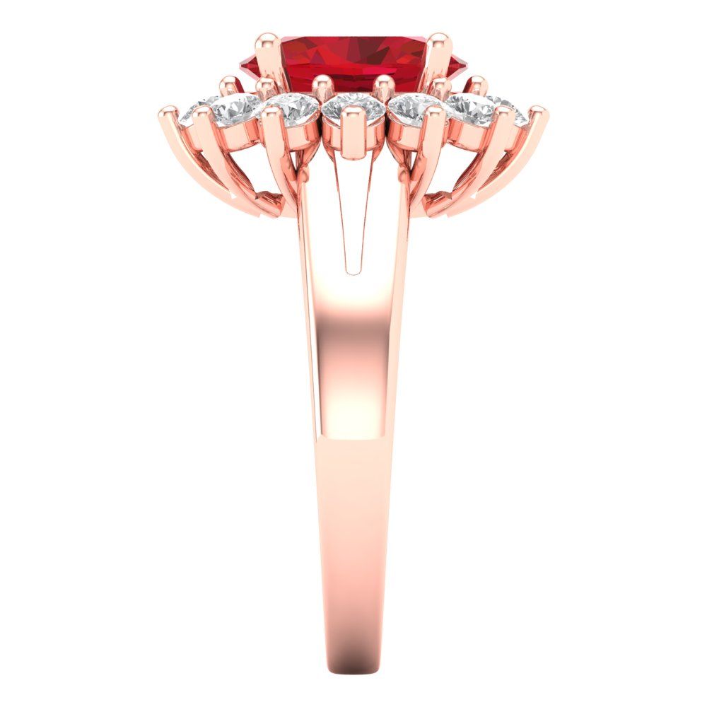 2.72 cttw Simulated Ruby Hidden Halo Engagement Ring - Solid Gold (Oval Cut,9x7mm)