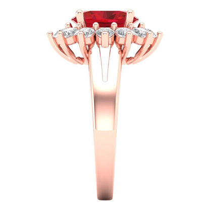 2.72 cttw Simulated Ruby Hidden Halo Engagement Ring - Solid Rose Gold (VVS1, Oval Cut,9x7mm)