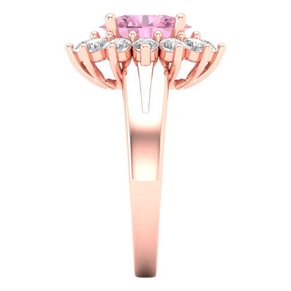 2.72 cttw Zirconia Simulated Pink Diamond Hidden Halo Engagement Ring - Solid Gold (VVS1, Oval Cut,9x7mm)