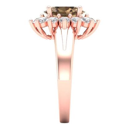 2.72 cttw Zirconia Simulated Champagne Diamond Hidden Halo Engagement Ring - Solid Gold (VVS1, Oval Cut,9x7mm)