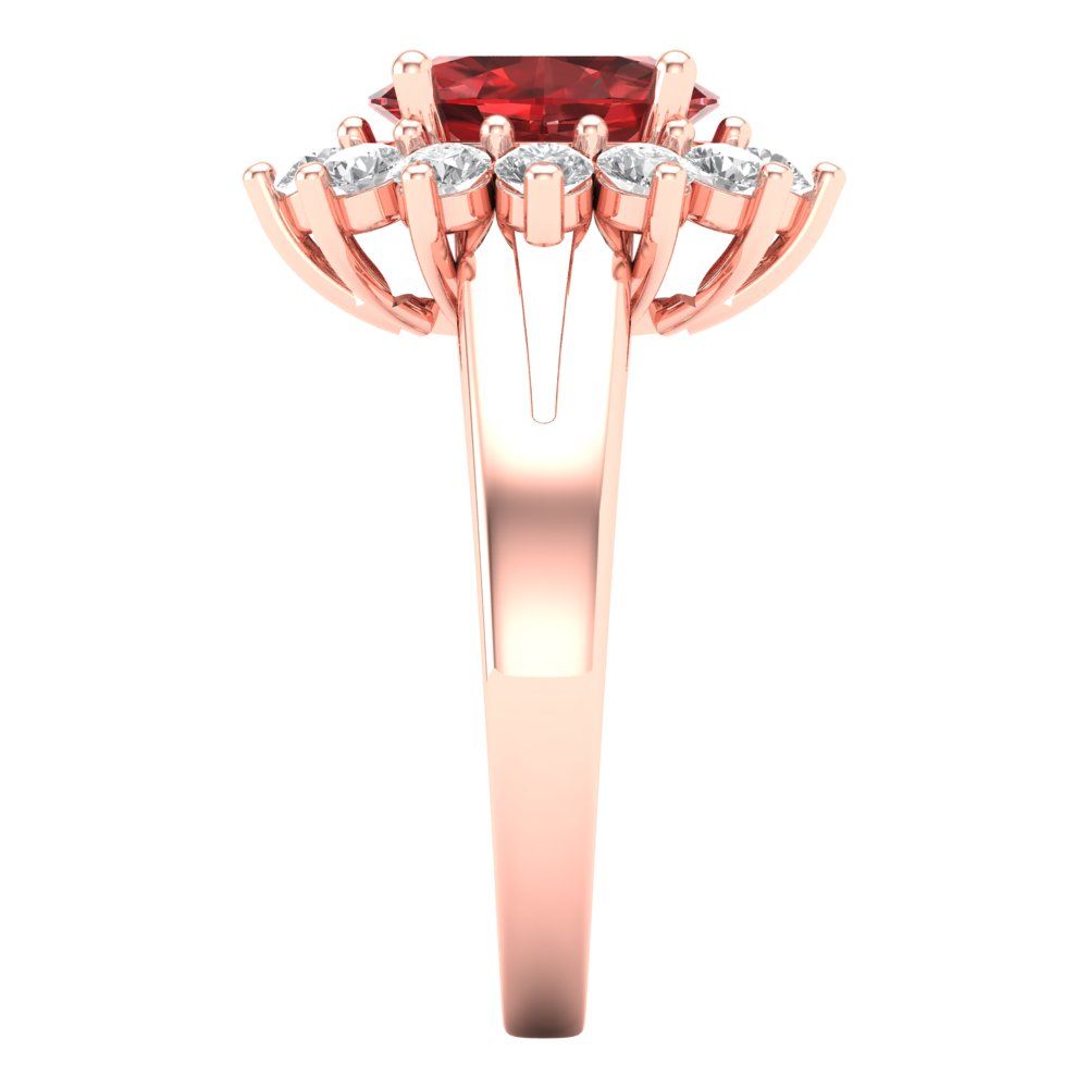 2.72 cttw Natural Garnet Hidden Halo Engagement Ring - Solid Gold (Oval Cut,9x7mm)