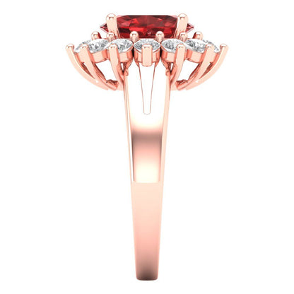 2.72 cttw Natural Garnet Hidden Halo Engagement Ring - Solid Gold (Oval Cut,9x7mm)