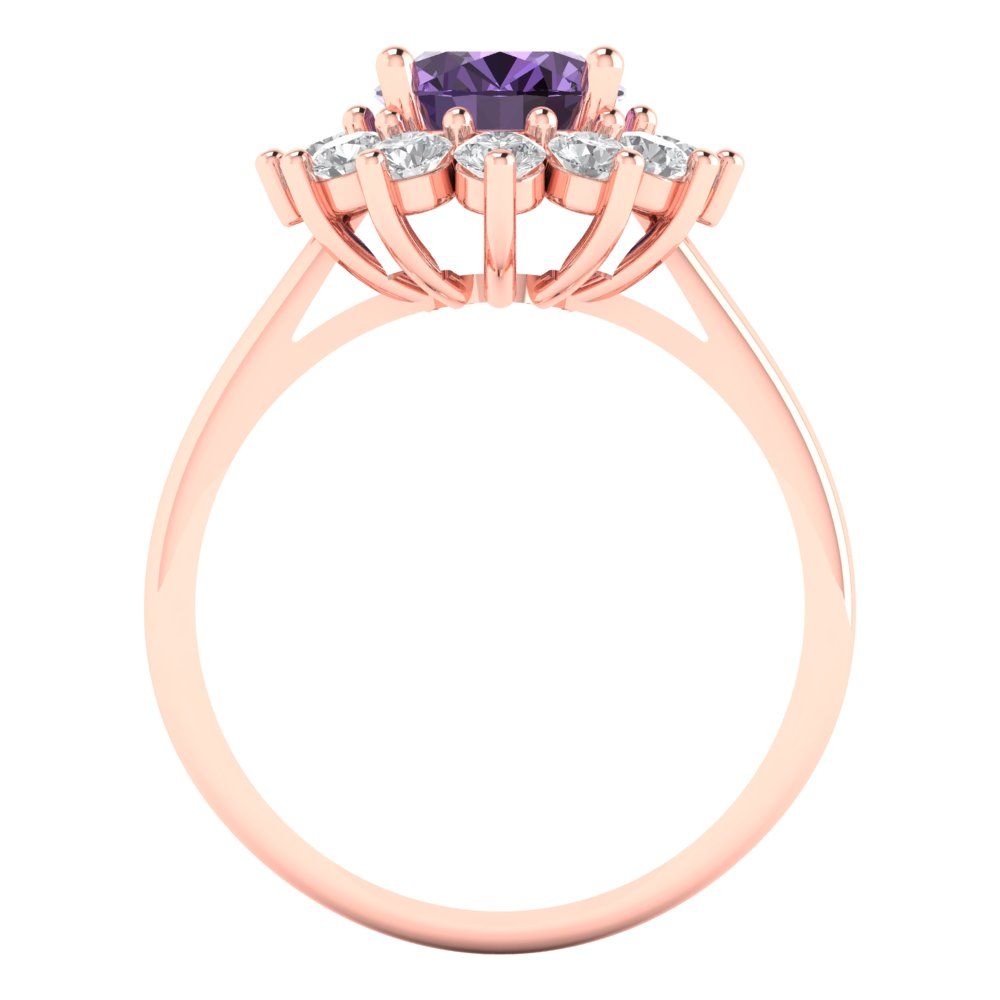 2.72 cttw Simulated Alexandrite Hidden Halo Engagement Ring - Solid Gold (Oval Cut,9x7mm)