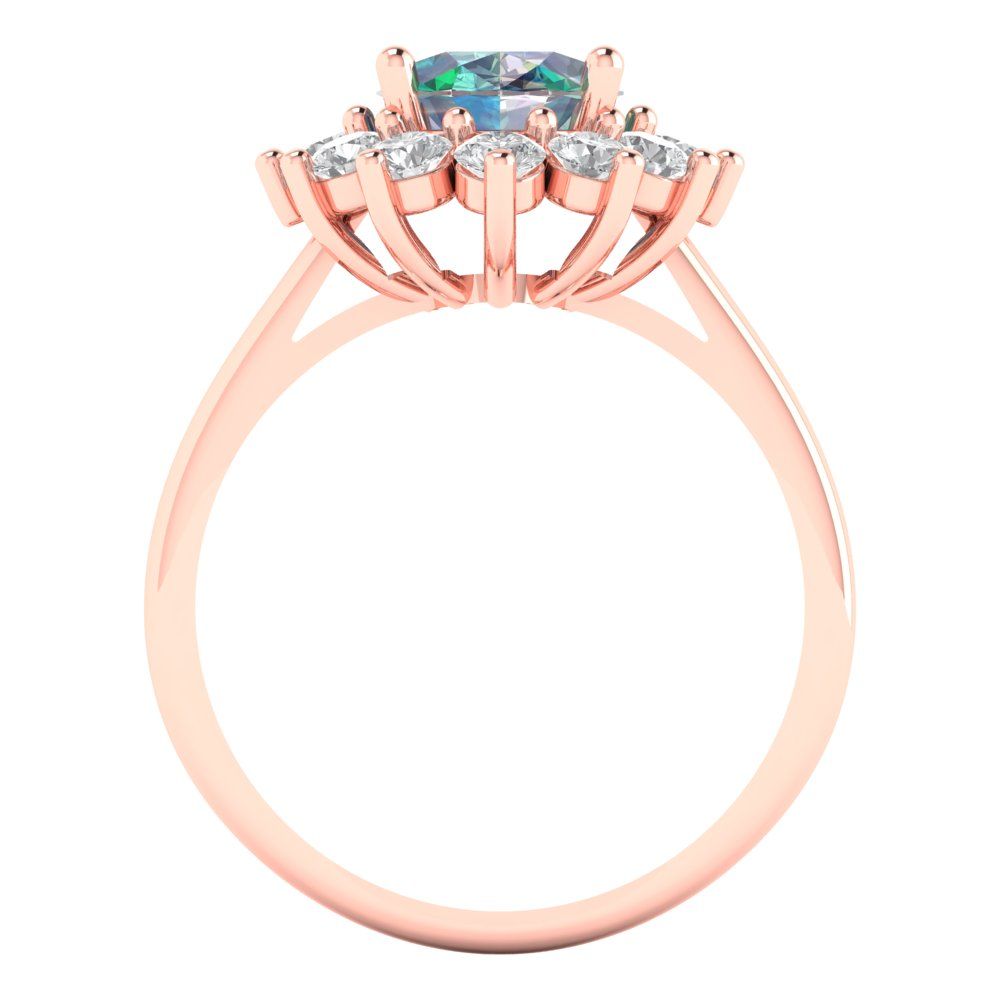 2.72 cttw Blue Moissanite Hidden Halo Engagement Ring - Solid Gold (Oval Cut,9x7mm)