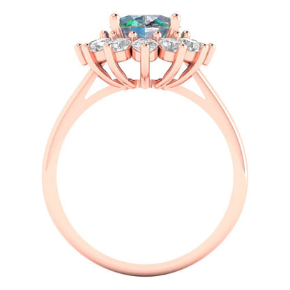 2.72 cttw Blue Moissanite Hidden Halo Engagement Ring - Solid Gold (Oval Cut,9x7mm)