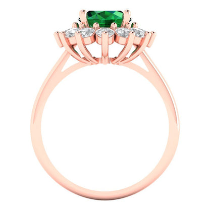 2.72 cttw Simulated Emerald Hidden Halo Engagement Ring - Solid Gold (Oval Cut,9x7mm)