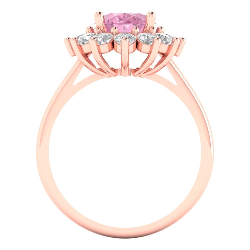 2.72 cttw Zirconia Simulated Pink Diamond Hidden Halo Engagement Ring - Solid Gold (VVS1, Oval Cut,9x7mm)