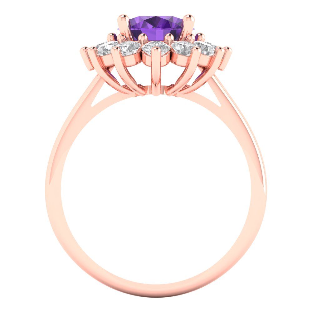2.72 cttw Natural Amethyst Hidden Halo Engagement Ring - Solid Gold (Oval Cut,9x7mm)