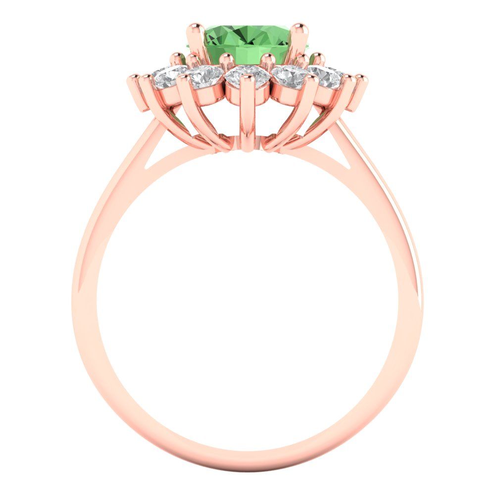 2.72 cttw Zirconia Simulated Green Diamond Hidden Halo Engagement Ring - Solid Gold (VVS1, Oval Cut,9x7mm)