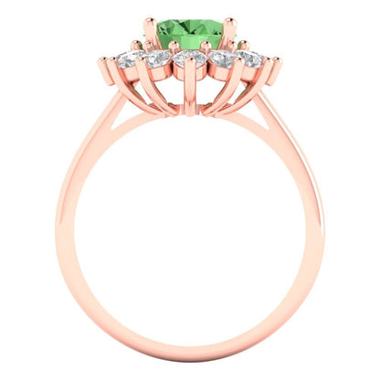 2.72 cttw Zirconia Simulated Green Diamond Hidden Halo Engagement Ring - Solid Gold (VVS1, Oval Cut,9x7mm)