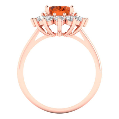 2.72 cttw Simulated Ruby Hidden Halo Engagement Ring - Solid Rose Gold (VVS1, Oval Cut,9x7mm)