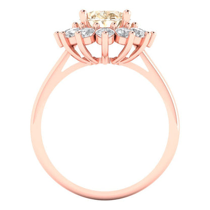 2.72 cttw Natural Morganite Hidden Halo Engagement Ring - Solid Gold (Oval Cut,9x7mm)