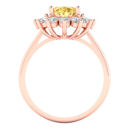 2.72 cttw Zirconia Simulated Yellow Diamond Hidden Halo Engagement Ring - Solid Gold (VVS1, Oval Cut,9x7mm)