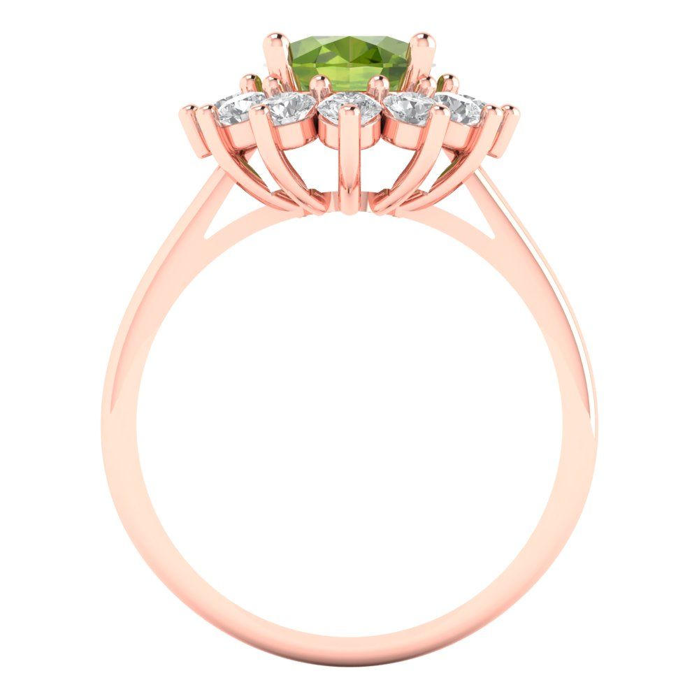 2.72 cttw Natural Peridot Hidden Halo Engagement Ring - Solid Gold (Oval Cut,9x7mm)