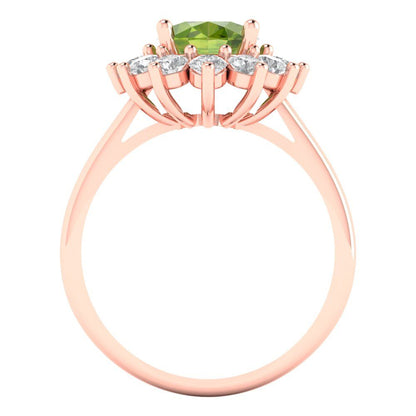2.72 cttw Natural Peridot Hidden Halo Engagement Ring - Solid Gold (Oval Cut,9x7mm)