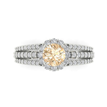 1.83 cttw Natural Morganite Hidden Halo Engagement Ring - Solid Gold (Round Cut,6.5mm)