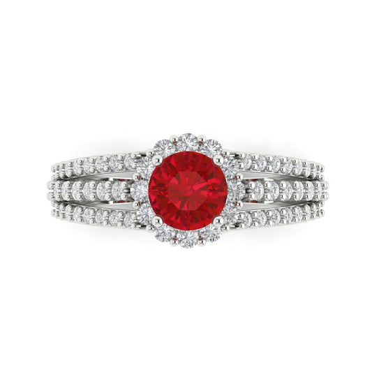 1.83 cttw Simulated Pink Tourmaline Hidden Halo Engagement Ring - Solid White Gold (VVS1, Round Cut,6.5mm)