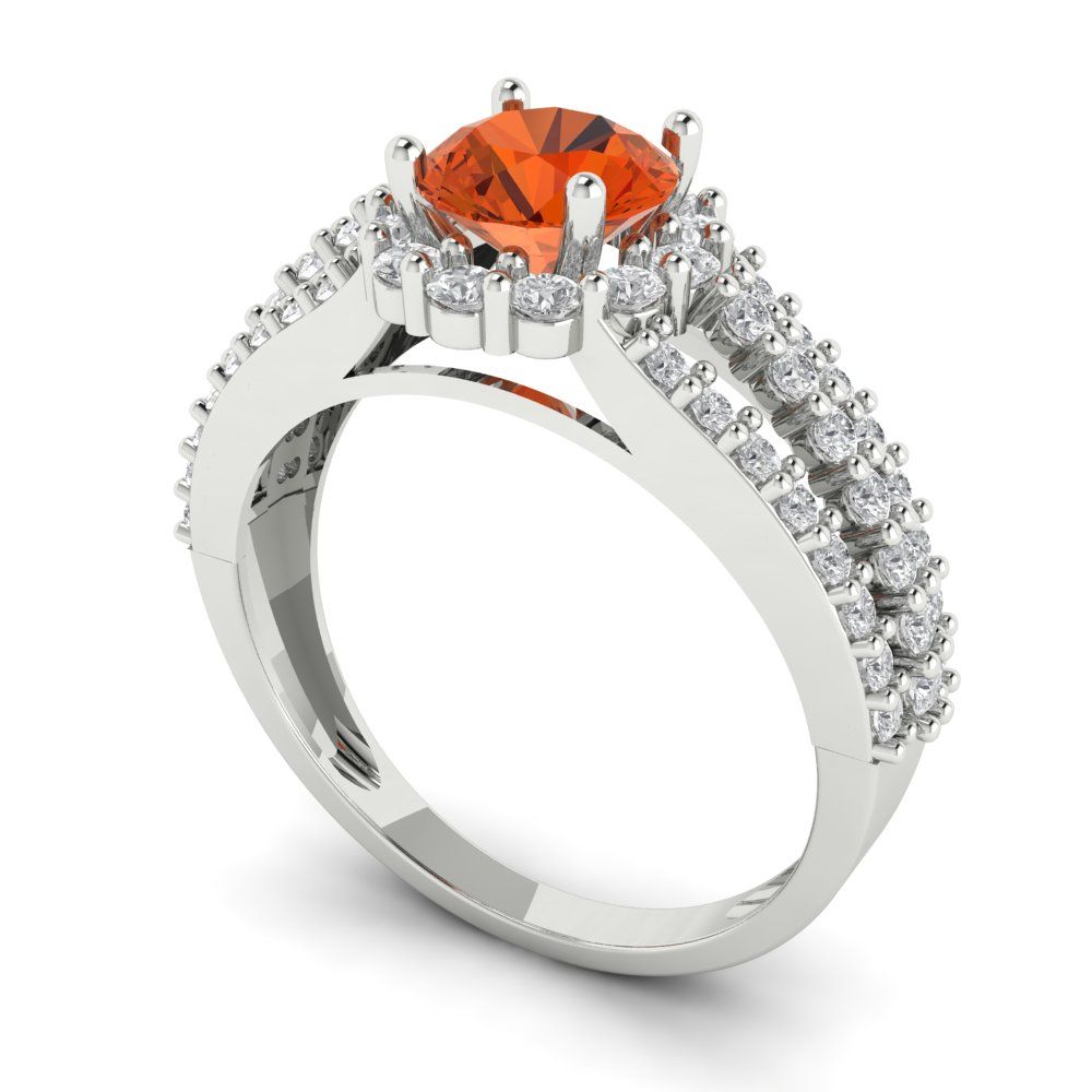 1.83 cttw Zirconia Simulated Red Diamond Hidden Halo Engagement Ring - Solid Gold (VVS1, Round Cut,6.5mm)