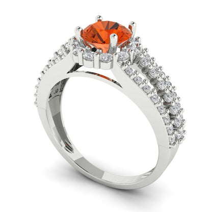 1.83 cttw Zirconia Simulated Red Diamond Hidden Halo Engagement Ring - Solid Gold (VVS1, Round Cut,6.5mm)