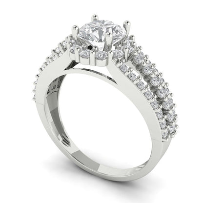 1.83 cttw Certified Moissanite Hidden Halo Engagement Ring - Solid Gold (VVS1, D-F,Round Cut,6.5mm)