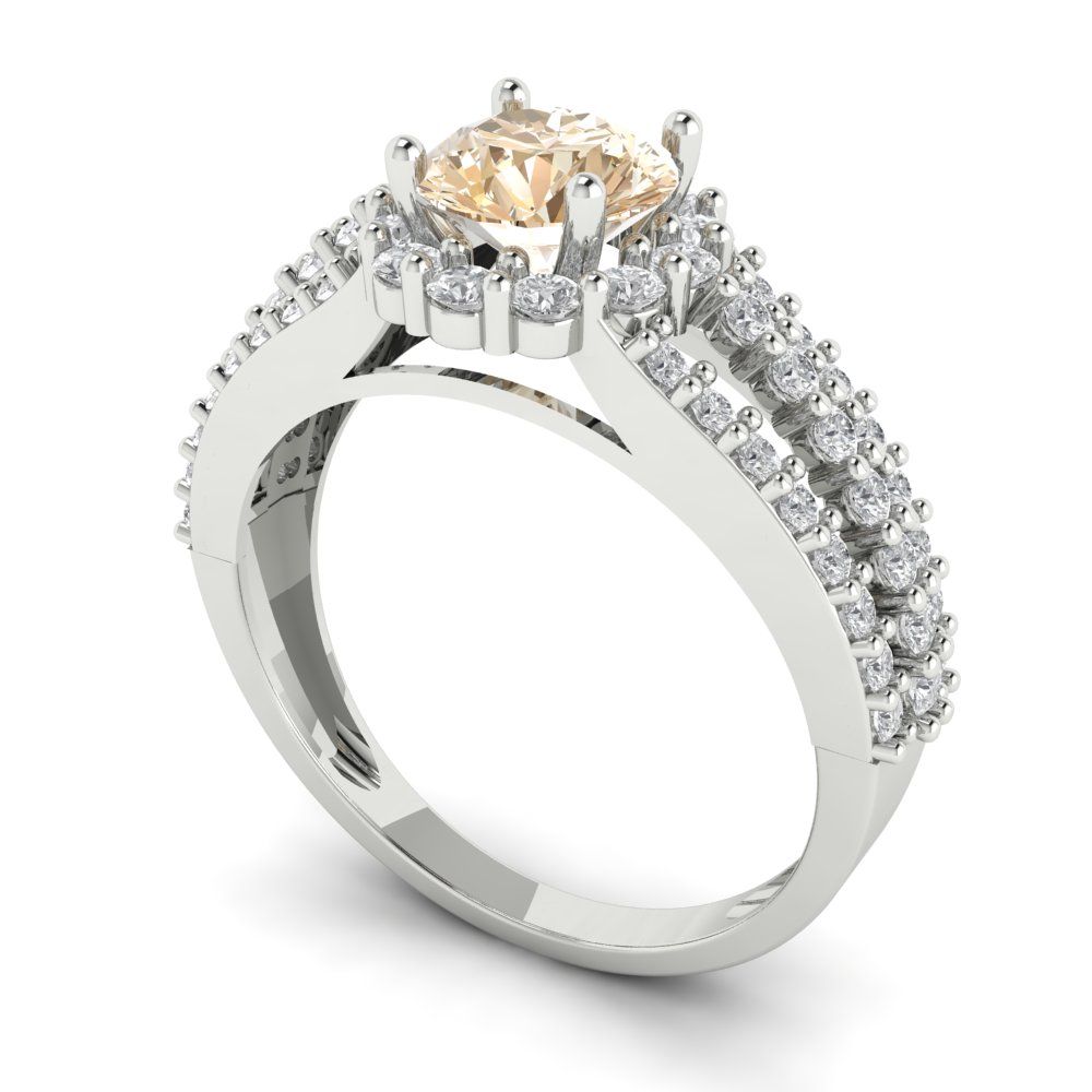 1.83 cttw Natural Morganite Hidden Halo Engagement Ring - Solid Gold (Round Cut,6.5mm)