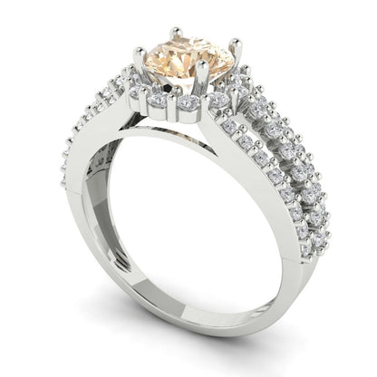 1.83 cttw Natural Morganite Hidden Halo Engagement Ring - Solid Gold (Round Cut,6.5mm)