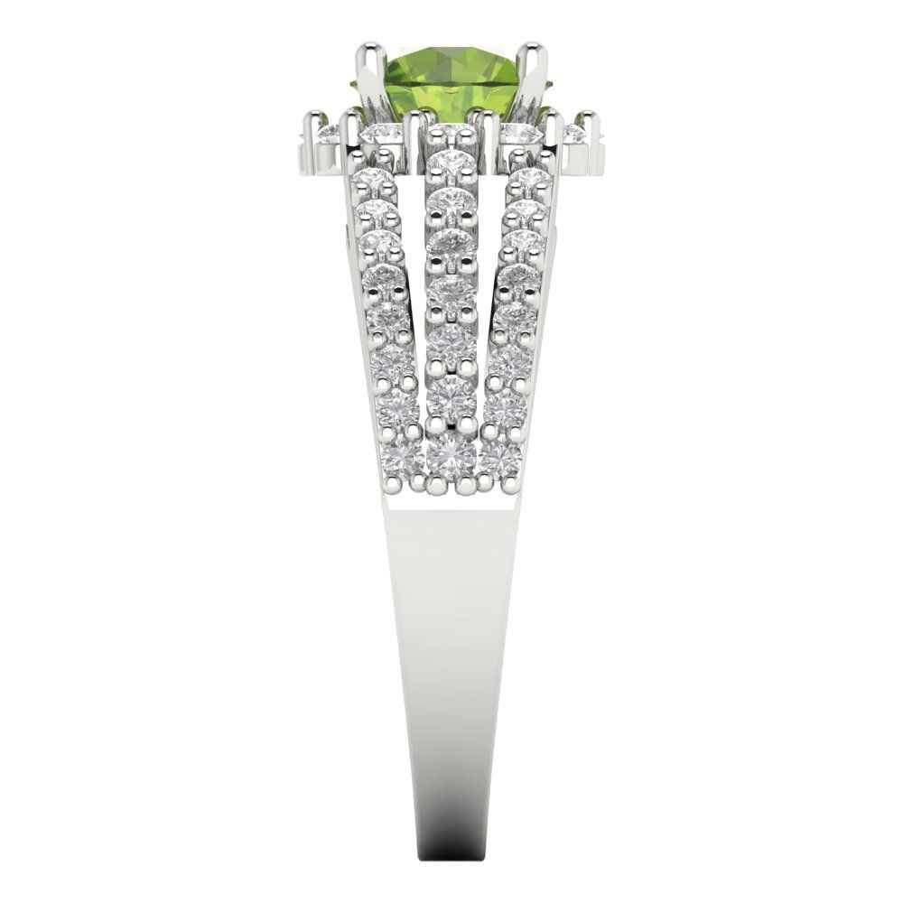 1.83 cttw Natural Peridot Hidden Halo Engagement Ring - Solid Gold (Round Cut,6.5mm)